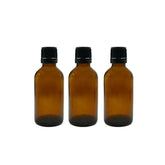 Amber Round Empty Glass Bottle With Knurling Screw cap & Inner plug