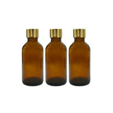 Amber Round Empty Glass Bottle With Screw cap and Inner plug