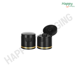 Black Flip-Top Cosmetic Cap with Gold Ring