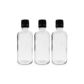 Clear Round Empty Glass Bottle with Screw Cap & Inner Plug