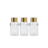 Clear Square Empty Glass Bottle with Euro Plug & Gold Screw cap