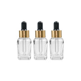 Clear Square Glass Dropper Bottle with Black Silicone Teat