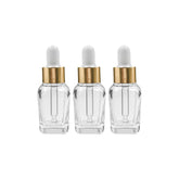 Clear Square Glass Dropper Bottle with White Silicone Teat