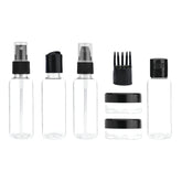 7-Pcs Travel Bottles Kit, Portable Refillable Toiletry Containers Set, Leak Proof Cosmetic Containers for Lotion | Shampoo | mist spray and Jars for Cream Total (4 bottles)