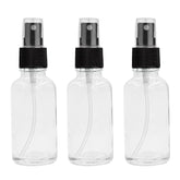 Clear Round Empty Glass bottle With Black Mist Spray and Over Cap
