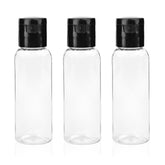 Clear Empty Round PET Bottles With Black Flip Top Cap