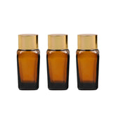 Amber Square Empty Glass Bottle with Gold Screw Cap