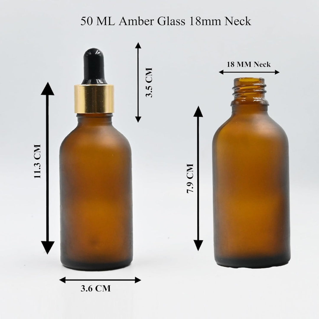Amber Round Frosted Glass Dropper Bottle with Black Silicone Teat
