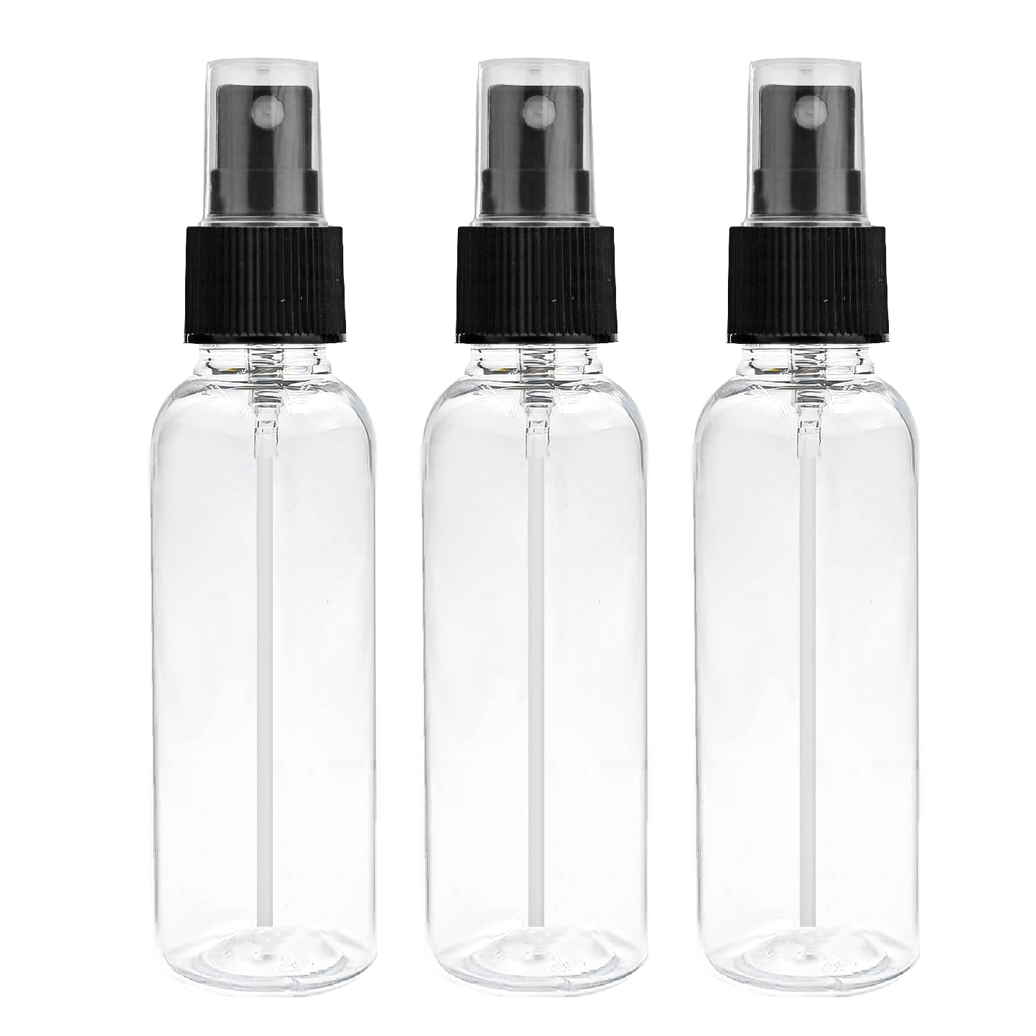 Clear Round Empty Pet bottle With Black Mist Spray and Over Cap
