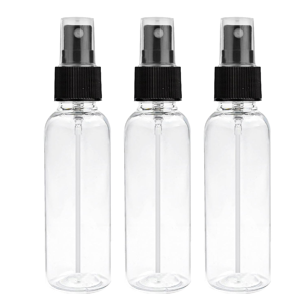 Clear Round Empty Pet bottle With Black Mist Spray and Over Cap