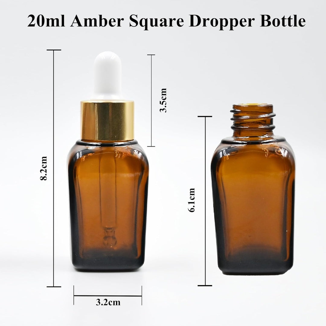 Amber Square Empty Glass Bottle with White Silicon Teat