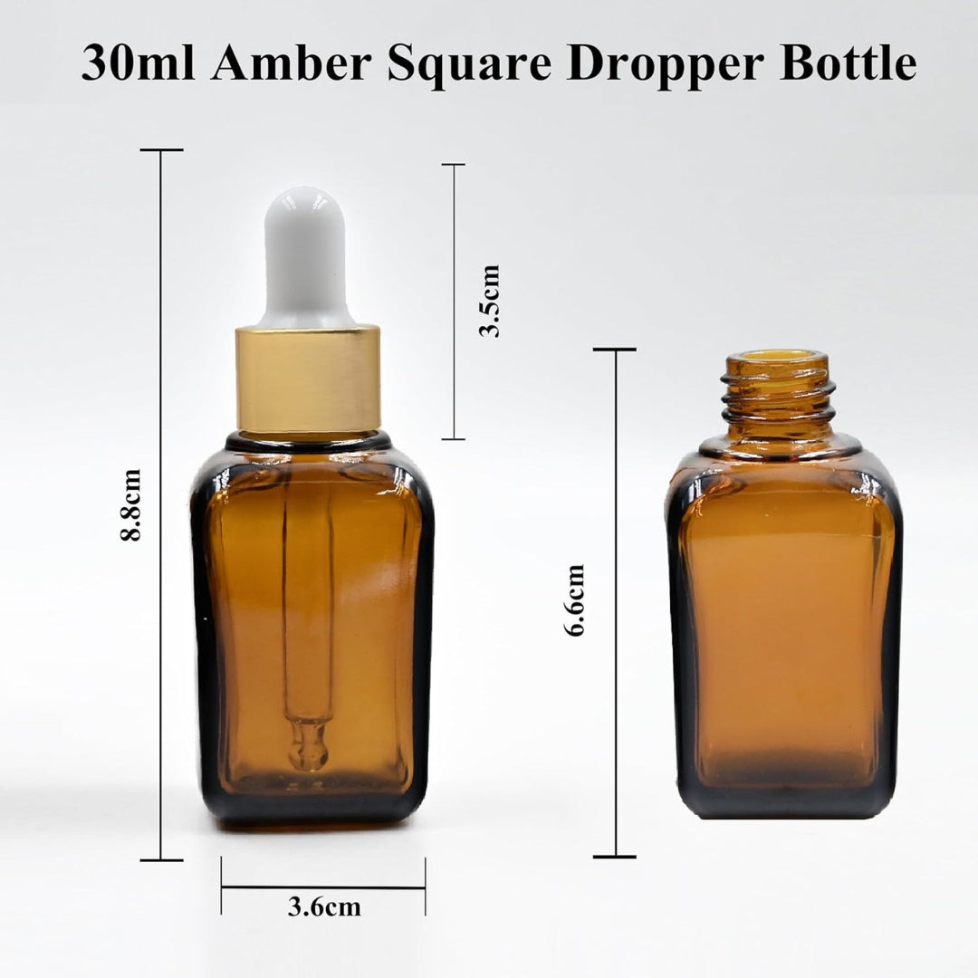 Amber Square Empty Glass Bottle with White Silicon Teat