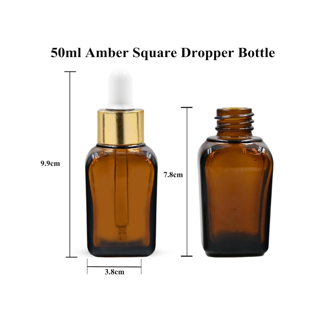 Amber Square Empty Glass Bottle with White Silicon Teat