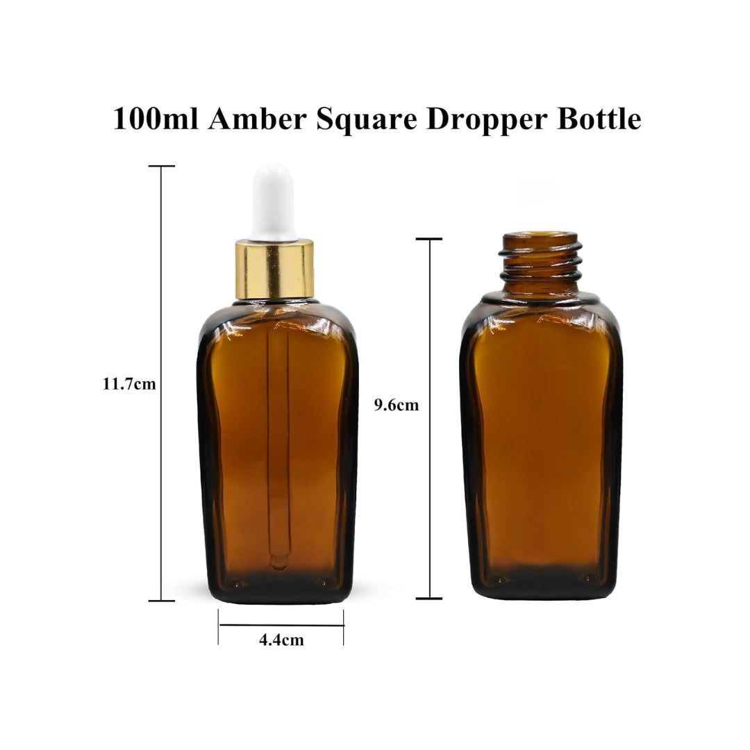 Amber Square Empty Glass Bottle with White Silicon Teat