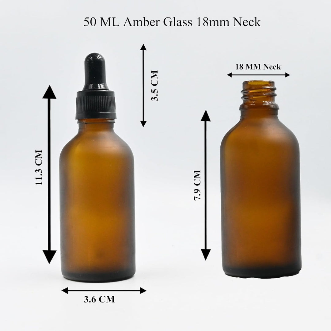 Amber Round Frosted Glass Dropper Bottle with Knurling Sleeve