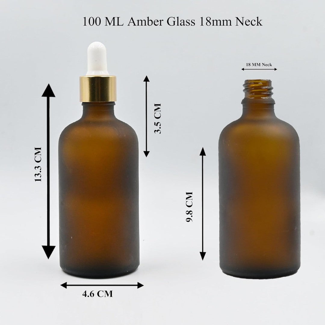 Amber Round Frosted Glass Dropper Bottle with White Silicone Teat