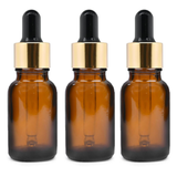 Amber Round Glass Dropper Bottle with Black Silicone Teat