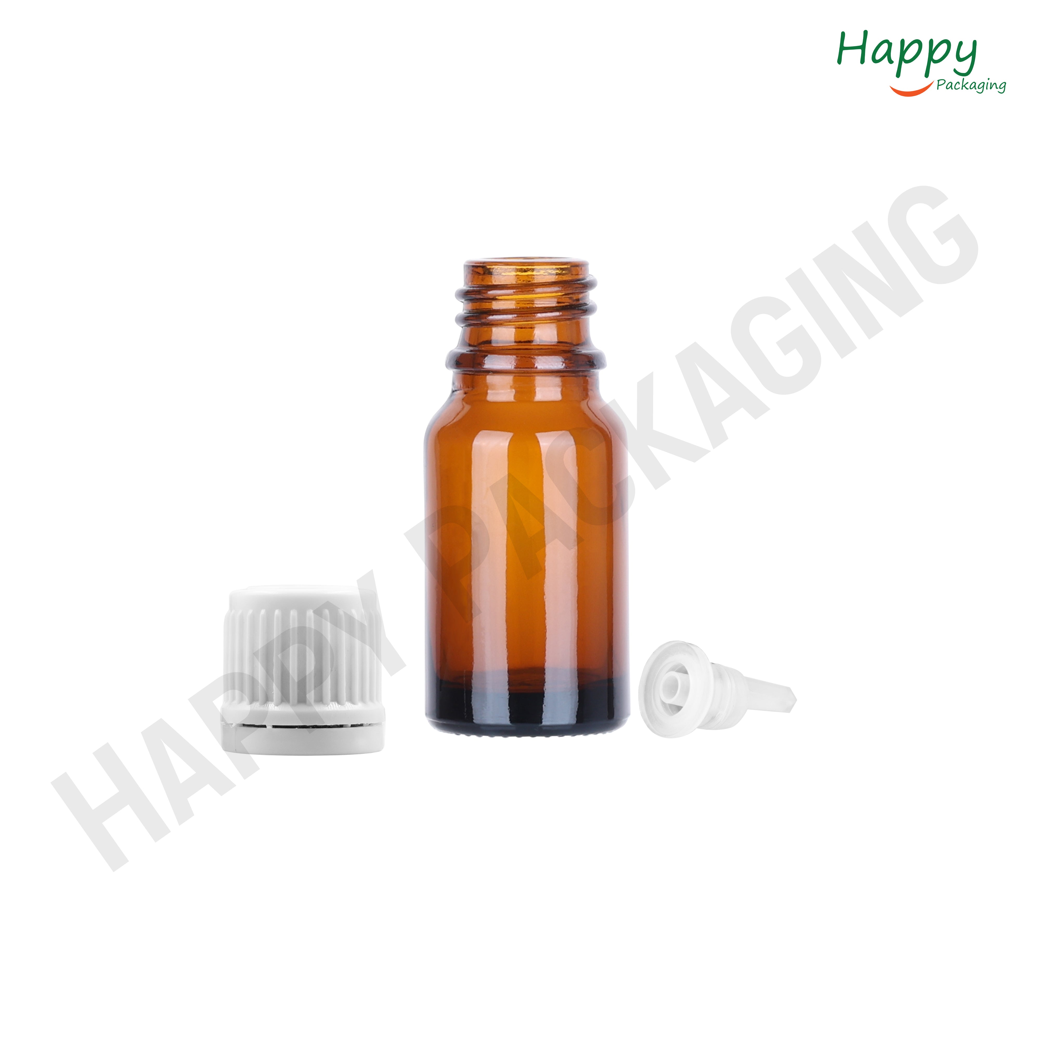 Amber Round Glass Dropper Bottle with Knurling Sleeve & Euro Plug