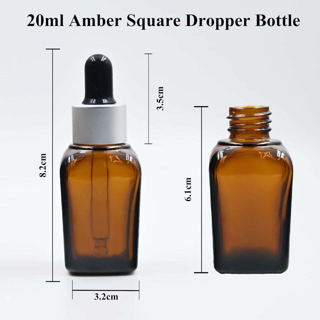 Amber Square Empty Glass Bottle with Silver Matte Slleve