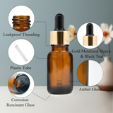 Amber Round Glass Dropper Bottle with Black Silicone Teat