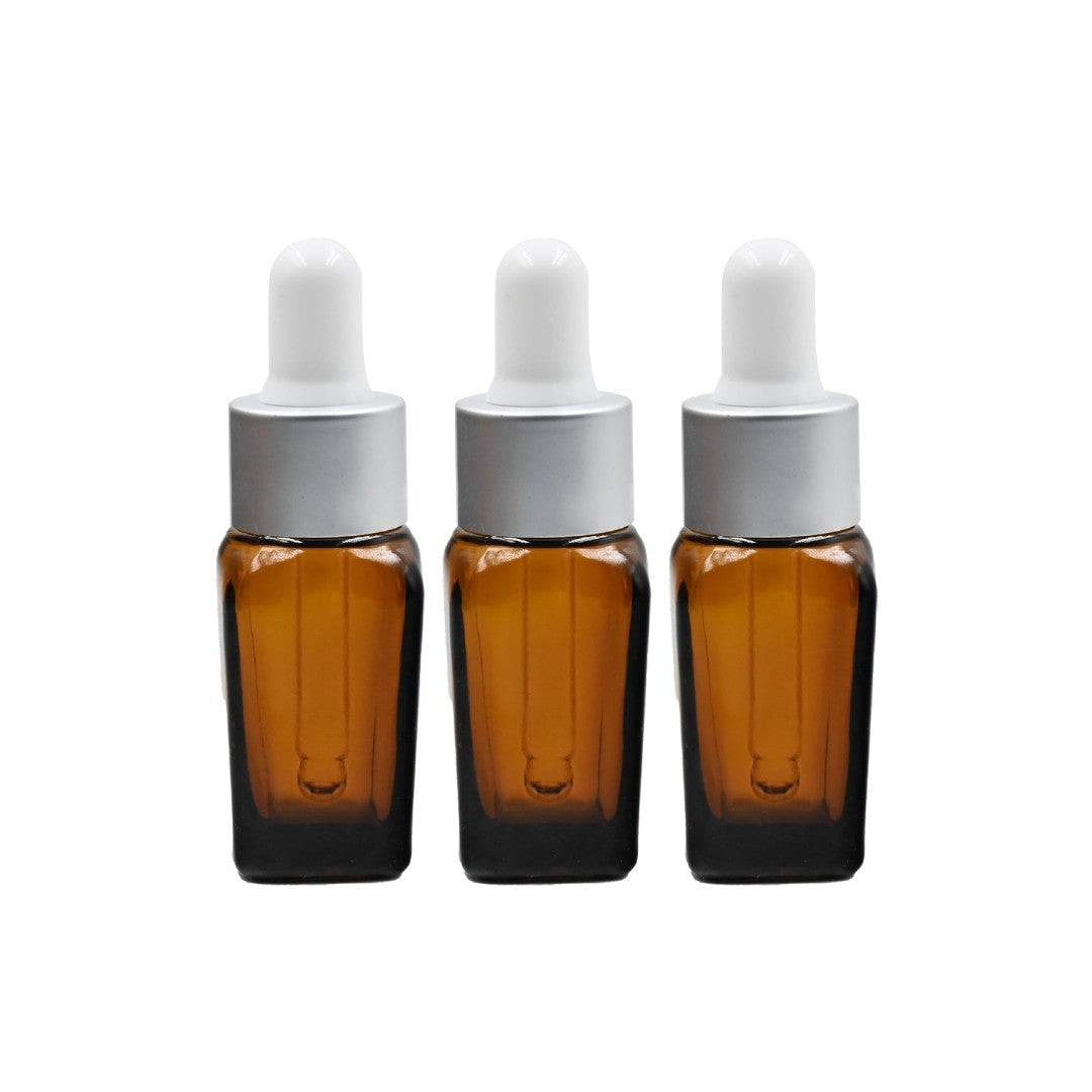 Amber Square Empty Glass Bottle with Silver Matte Slleve