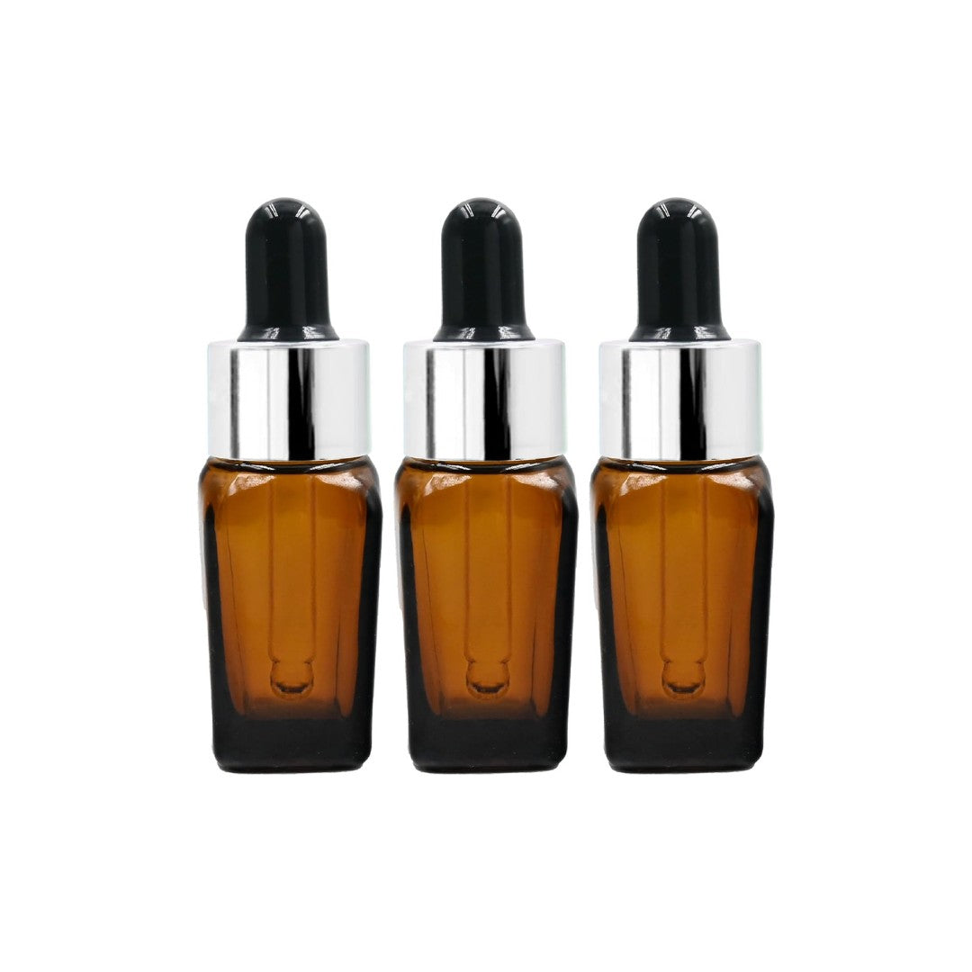 Amber Square Empty Glass Bottle with Black Silicon Teat