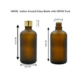 Amber Round Frosted Glass Bottle with Screw Cap and Inner Plug