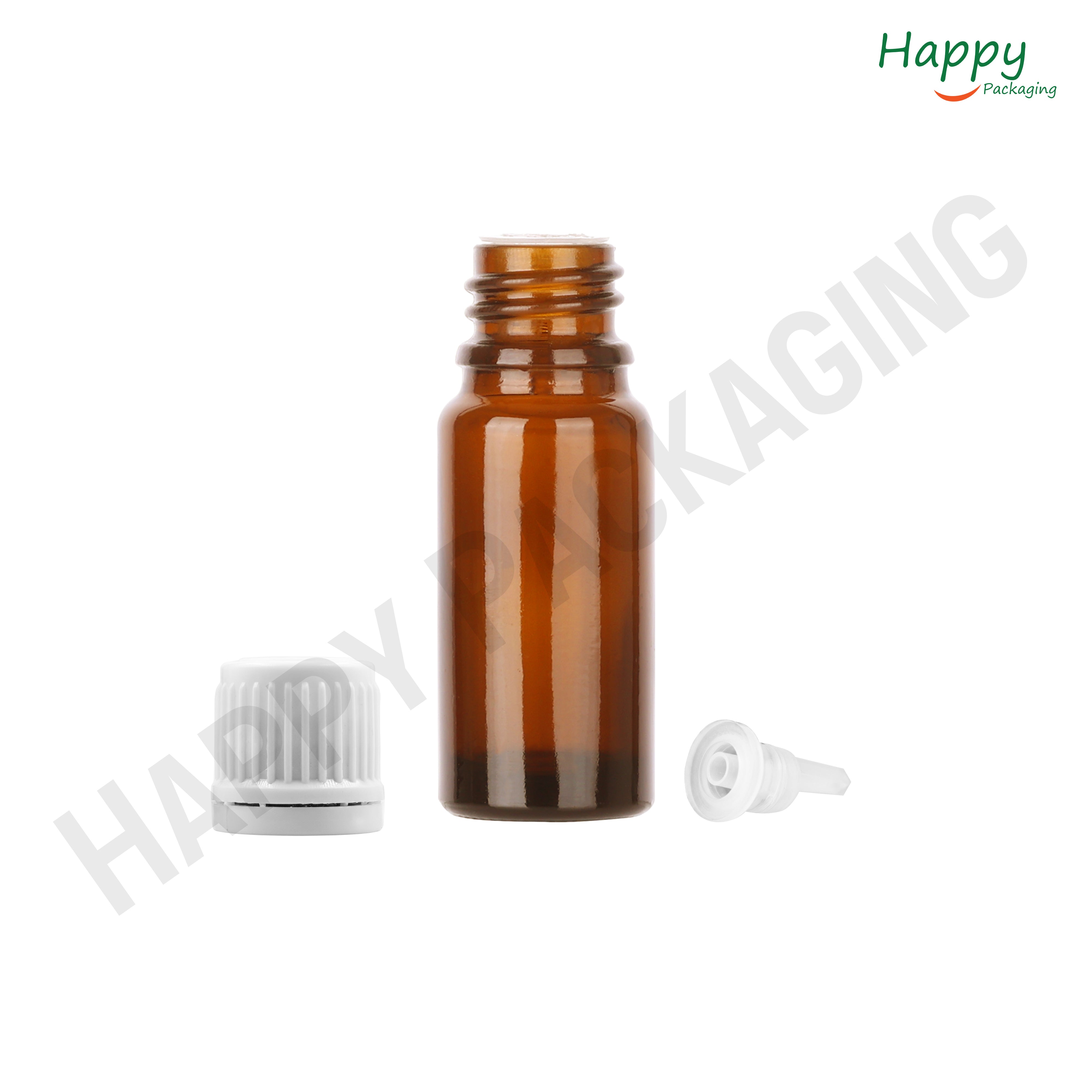 Amber Round Glass Dropper Bottle with Knurling Sleeve & Euro Plug