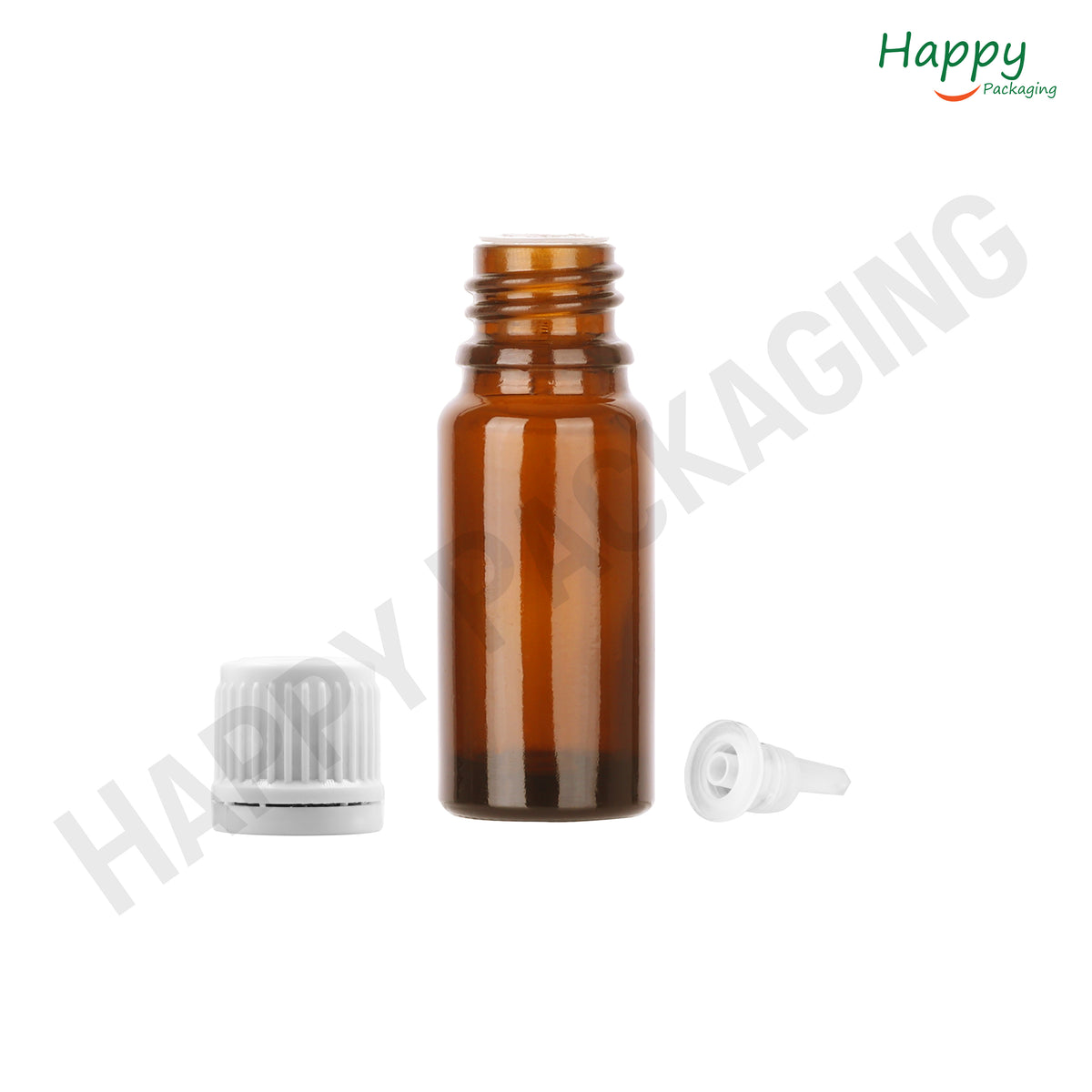 Amber Round Glass Dropper Bottle with Knurling Sleeve & Euro Plug