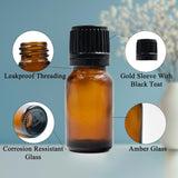 Amber Round Glass Dropper Bottle with Knurling Sleeve & Euro Plug