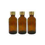 Amber Round Empty Glass Bottle With Screw cap and Inner plug