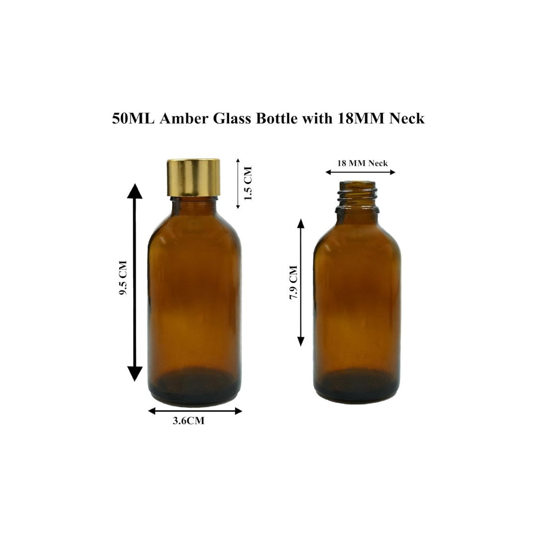 Amber Round Empty Glass Bottle With Screw cap and Inner plug