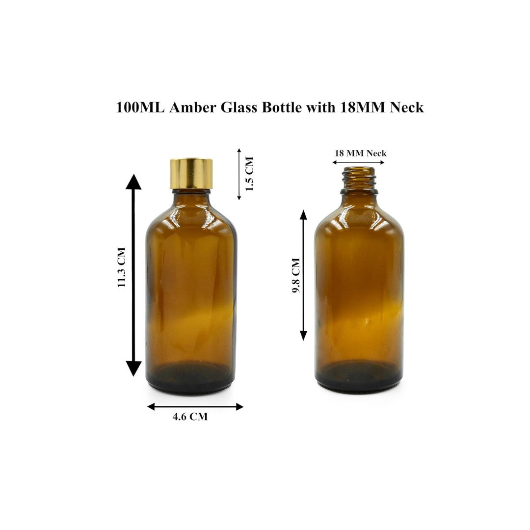 Amber Round Empty Glass Bottle With Screw cap and Inner plug