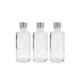 Clear Round Empty Glass Bottle with Screw Cap & Inner Plug