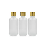 Clear Frosted Round Empty Glass Bottle with Screw Cap & Inner Plug