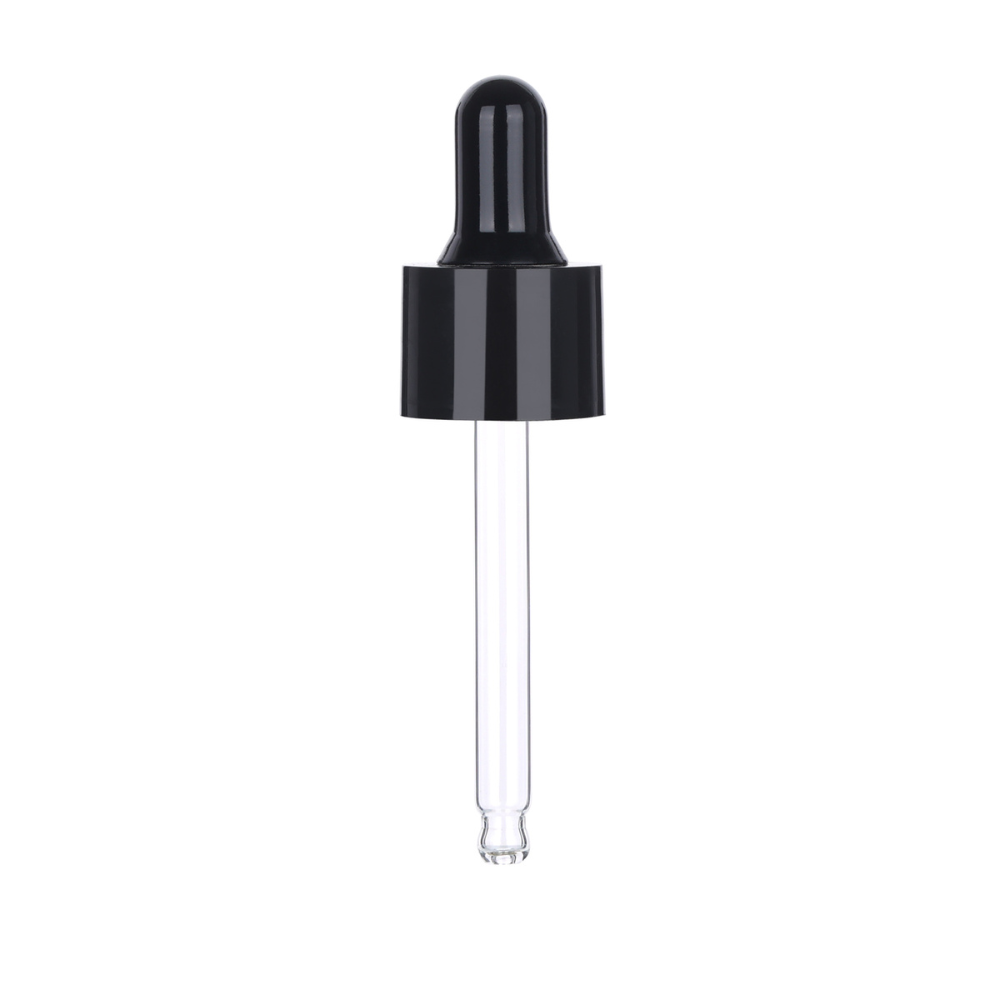 20mm Black Dropper Cap with Clear Glass Pipette