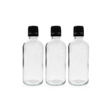 Clear Round Empty Glass Bottle with Screw Cap & Inner Plug