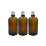 Amber Round Frosted Glass Bottle with Knurling Screw Cap and Inner Plug