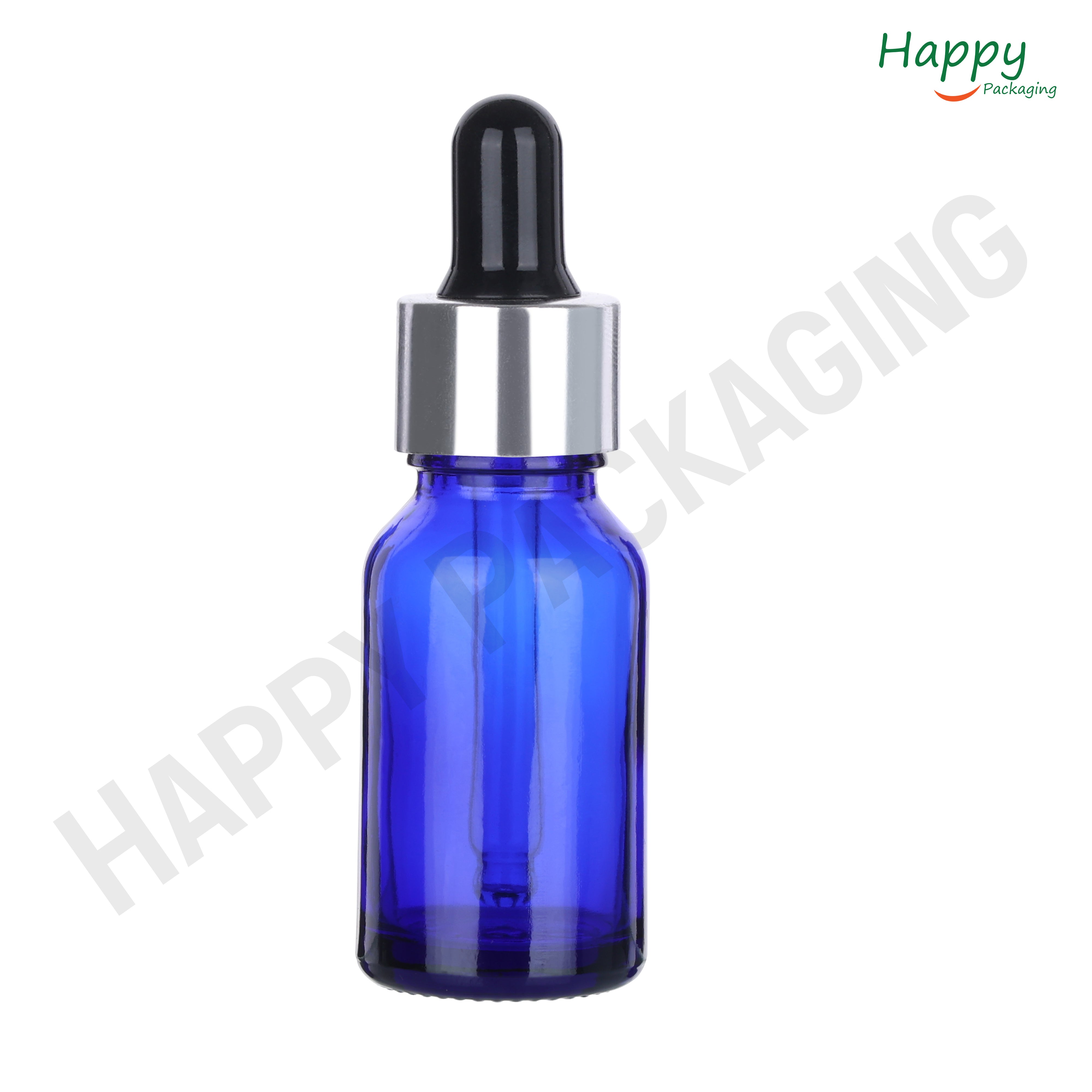 Blue round Glass Dropper Bottle with Smooth Silicon Sleeve