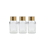 Clear Square Empty Glass Bottle with Euro Plug & Gold Screw cap