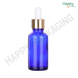Blue Round Glass Dropper Bottle with White Silicone Teat