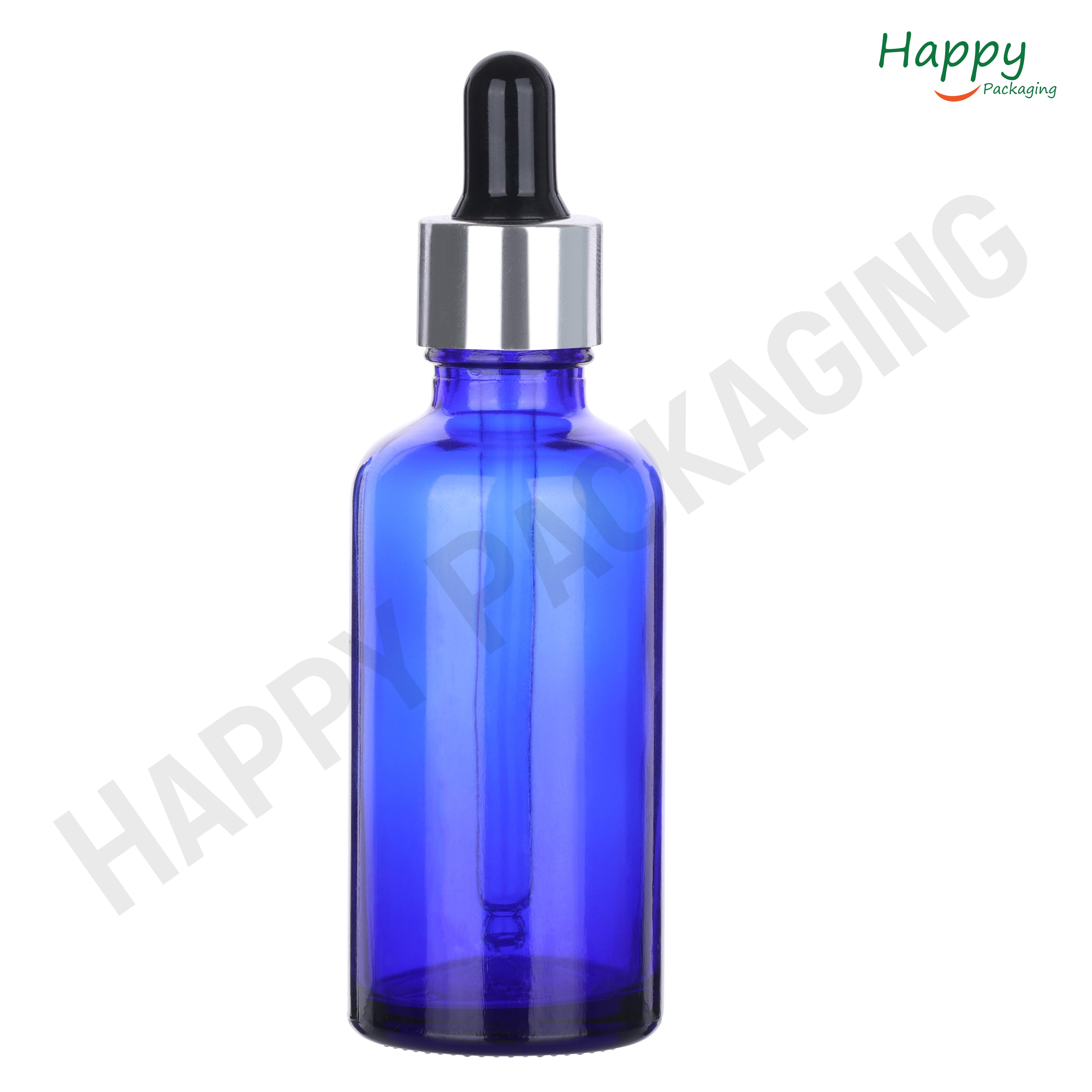 Blue round Glass Dropper Bottle with Smooth Silicon Sleeve