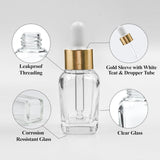 Clear Square Glass Dropper Bottle with White Silicone Teat