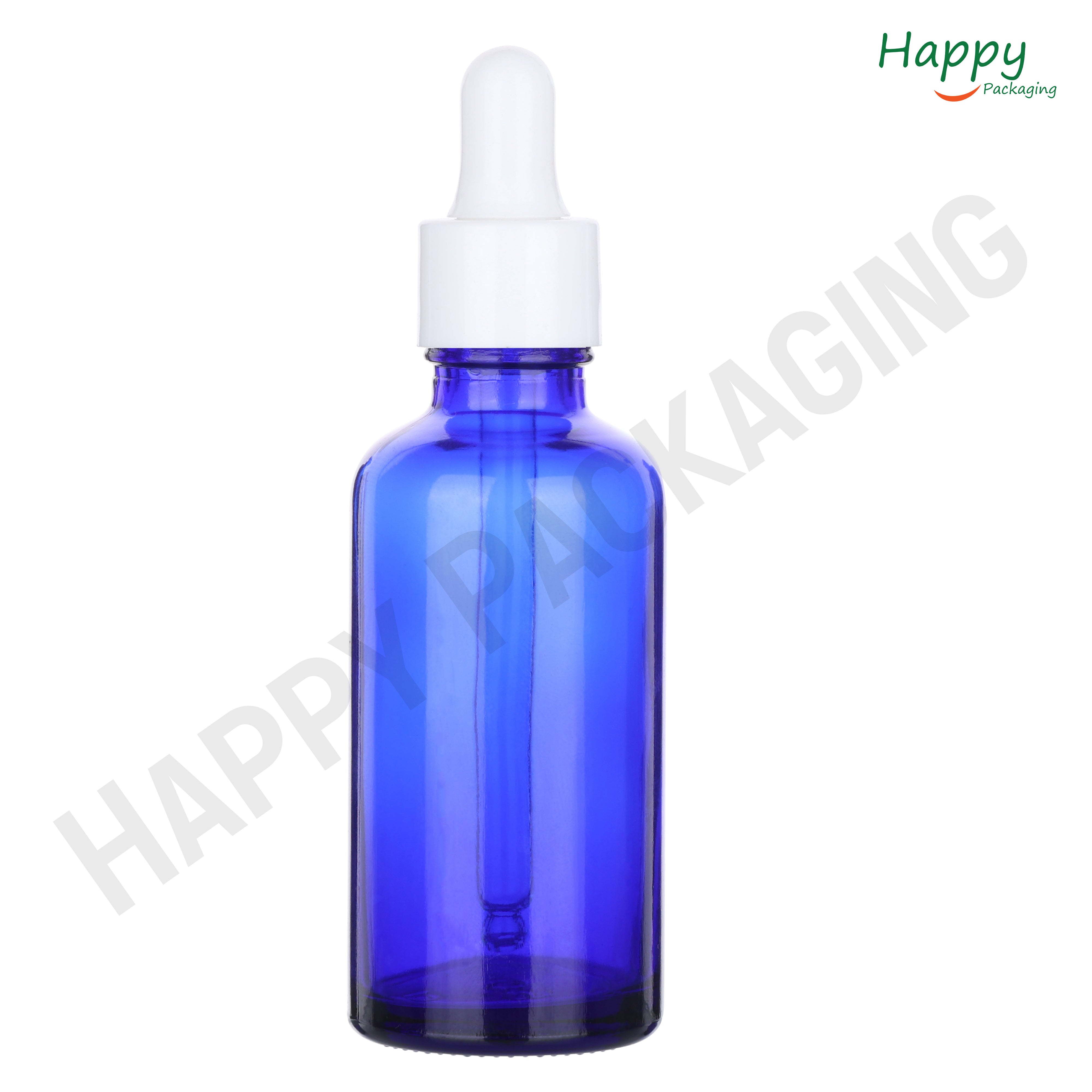 Blue Round Glass Dropper Bottle with Silicone Teat
