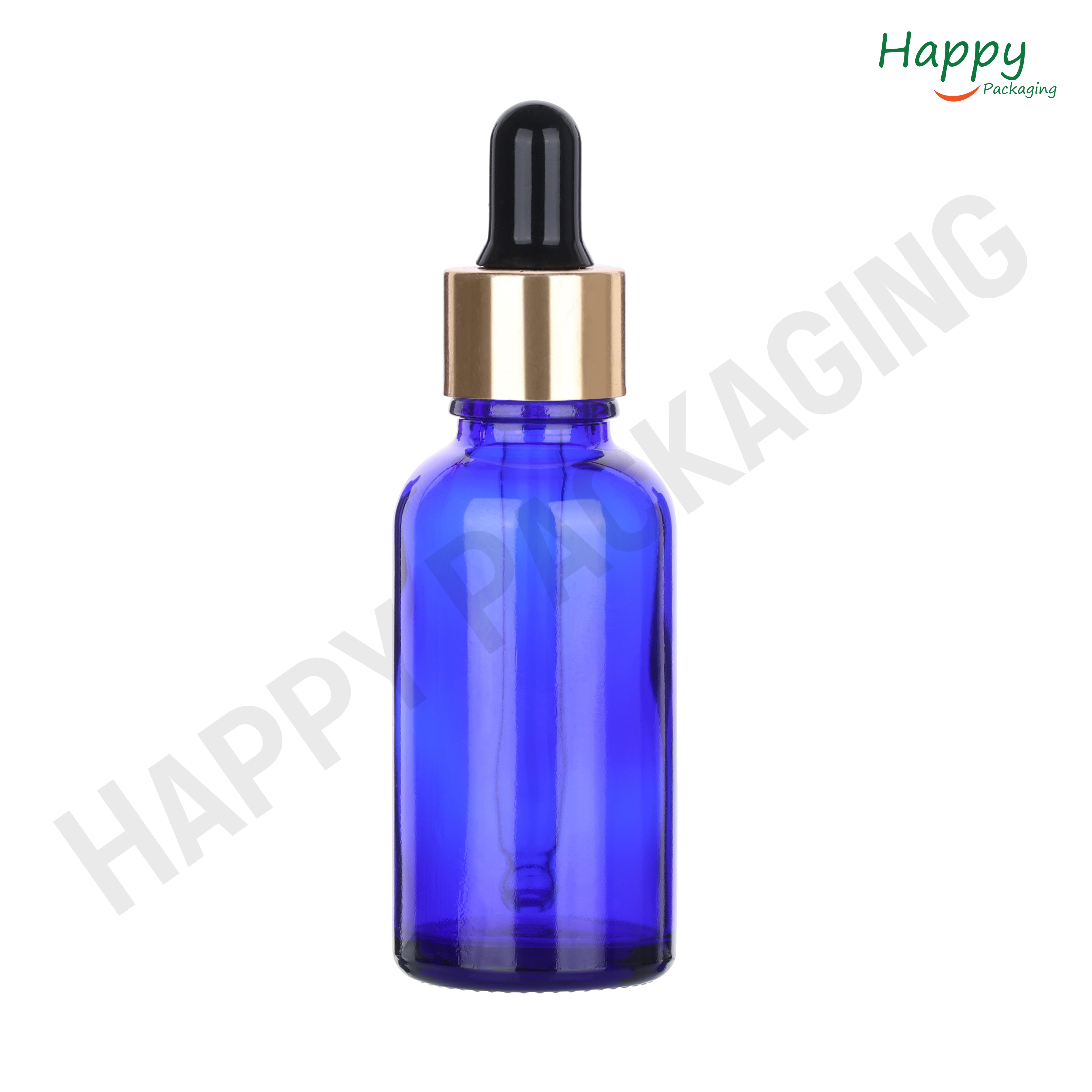 Blue round Glass Dropper Bottle with Smooth Silicon Sleeve