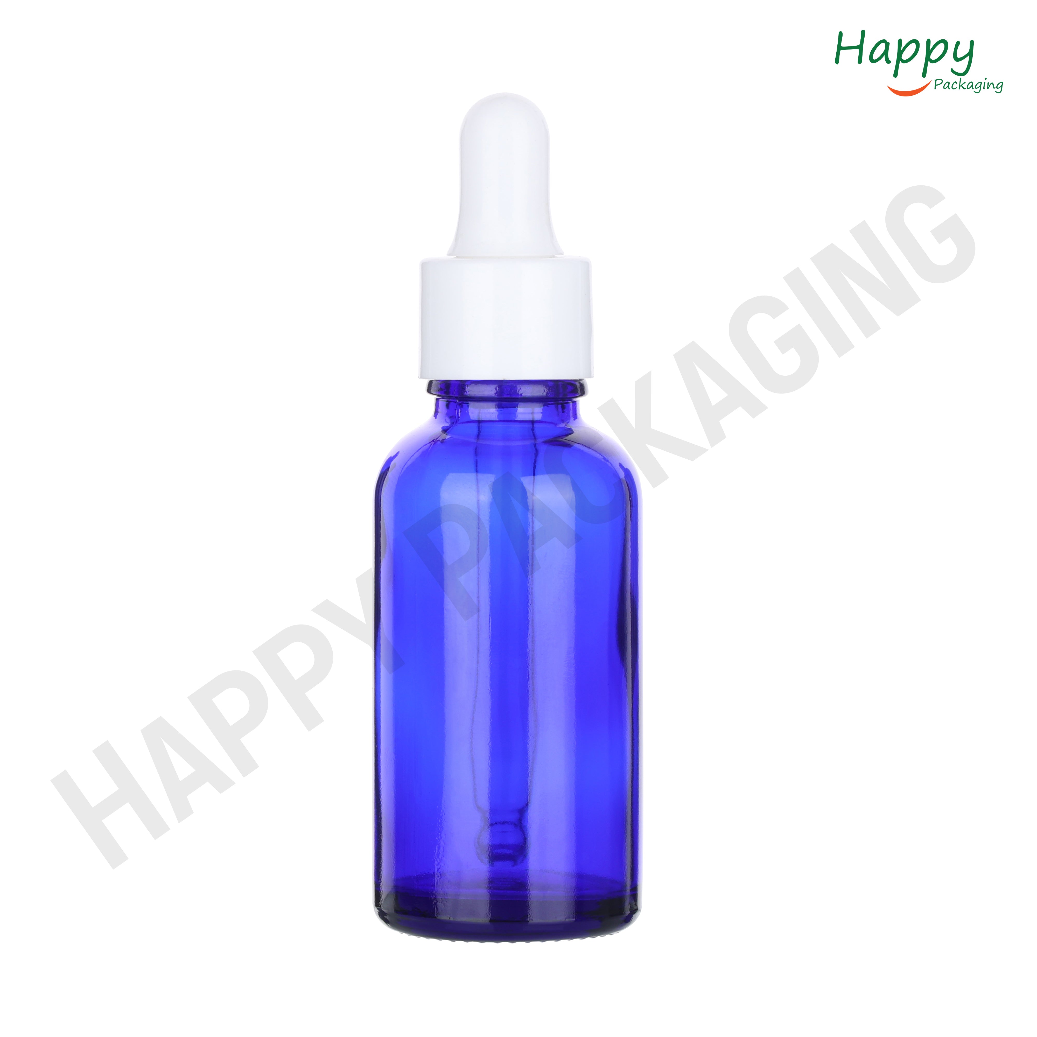 Blue Round Glass Dropper Bottle with Silicone Teat