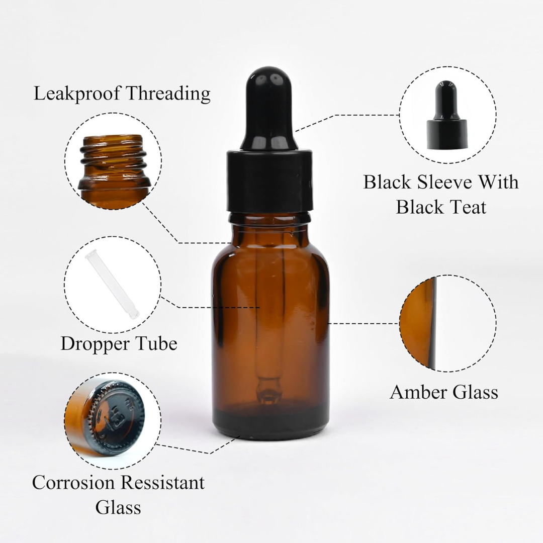 Amber Round Glass Dropper Bottle with Smooth Silicon Sleeve