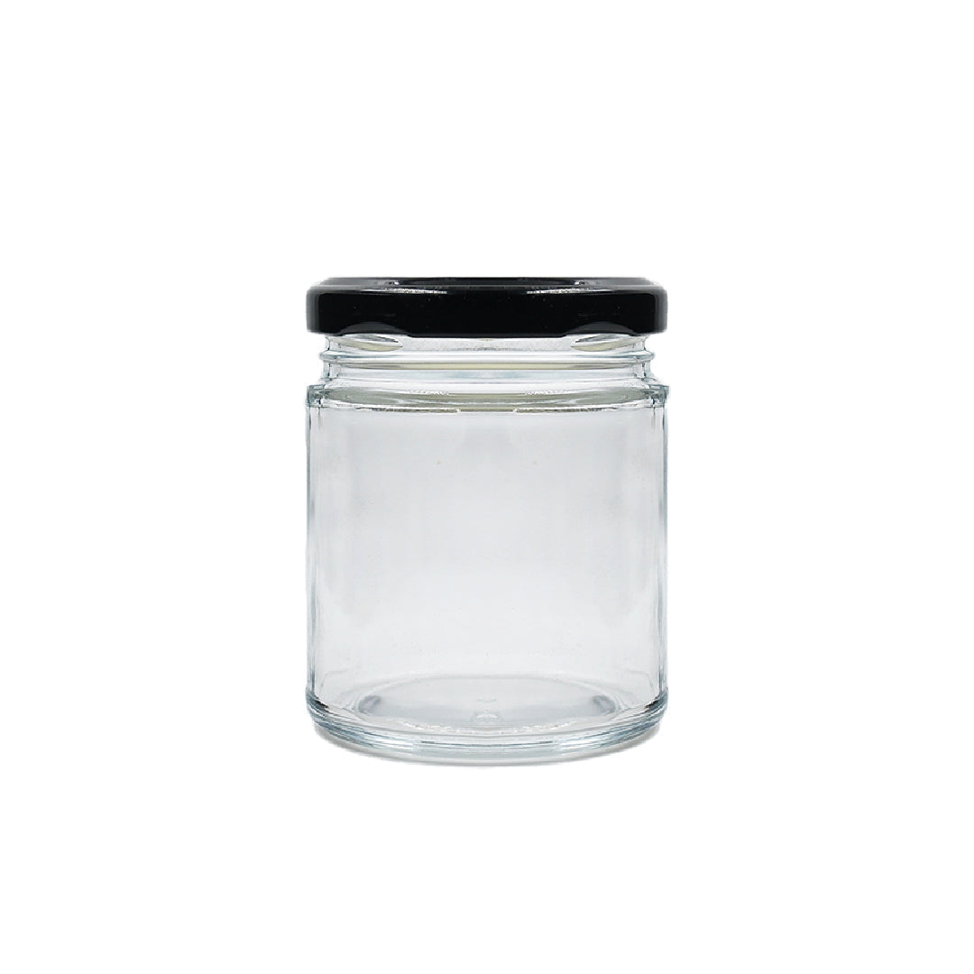 Salsa Glass jar with Air Tight Black Lid for Kitchen Dried Masla Storage Jar