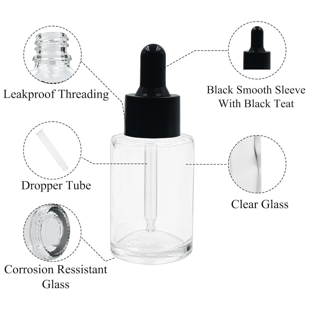 Clear Flat Shoulder Round Empty Glass Bottle with Smooth Sleeve