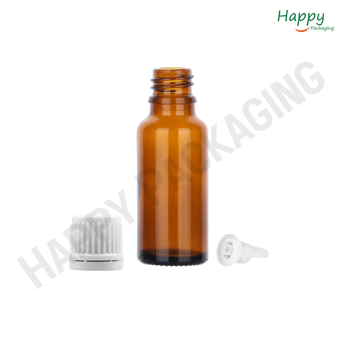 Amber Round Glass Dropper Bottle with Knurling Sleeve & Euro Plug